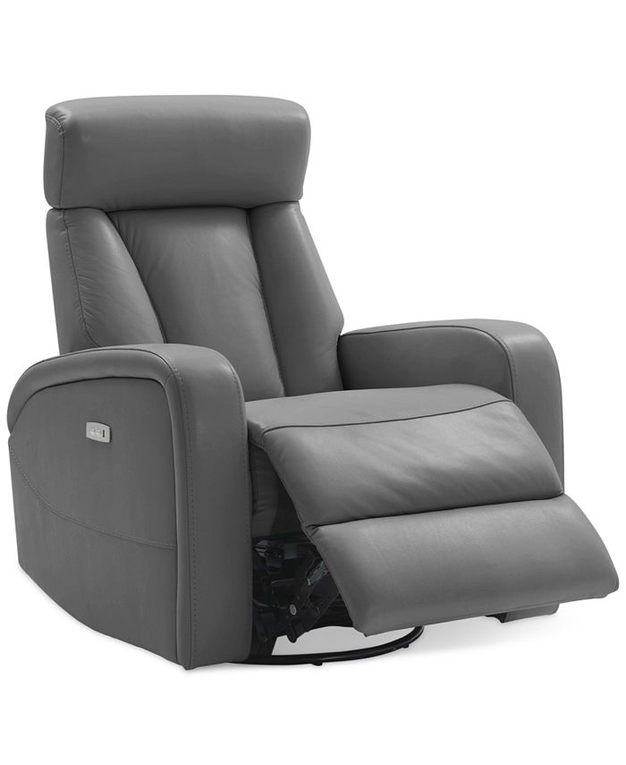 Furniture Dasia Leather Swivel Rocker Power Recliner with