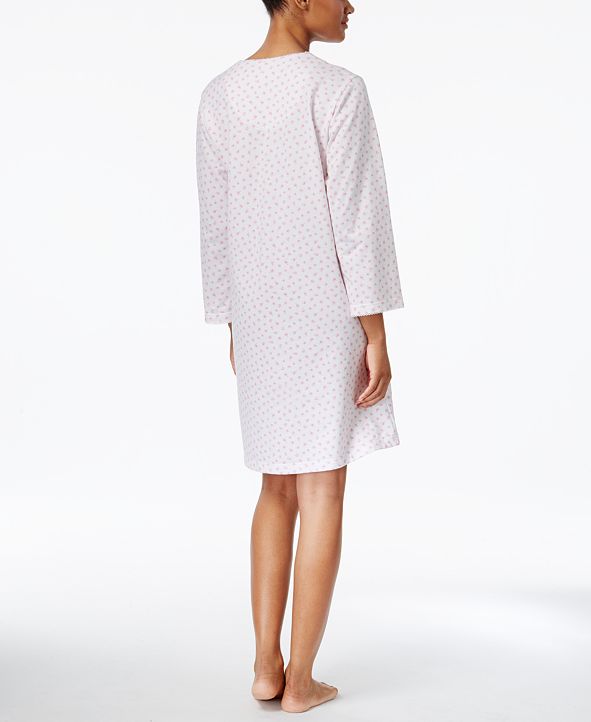 Miss Elaine FloralPrint French Terry ZipFront Short Robe & Reviews