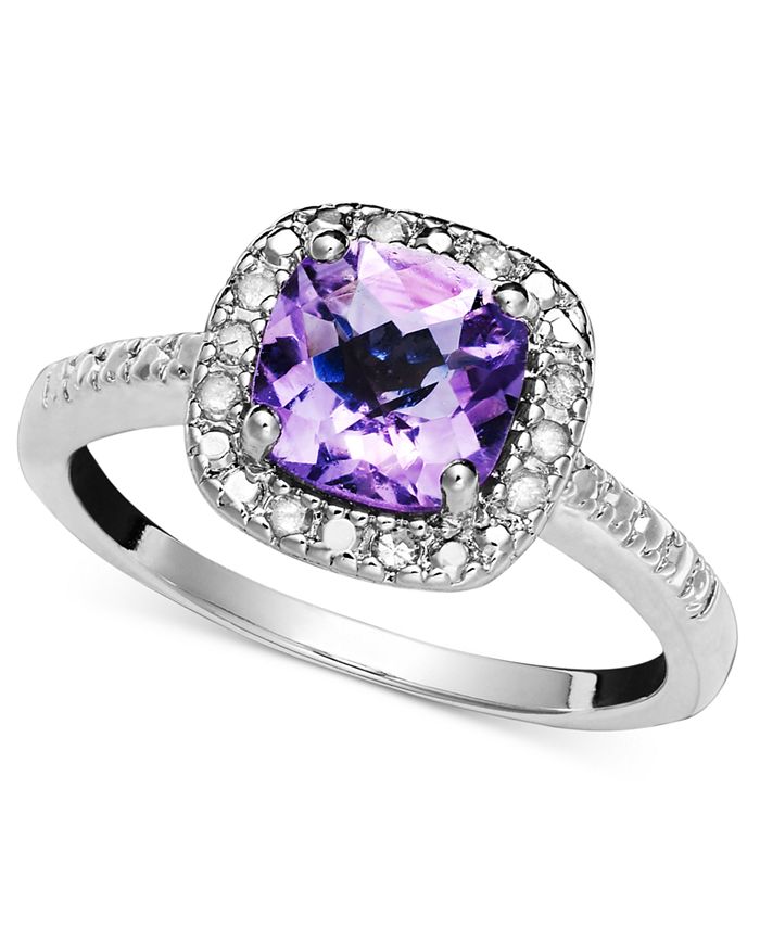 Victoria Townsend - Sterling Silver Ring, Purple Amethyst (1-1/4 ct. t.w.) and Diamond (1/10 ct. t.w.)
