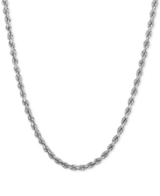 Lightweight 14k White Gold Diamond-Cut Rope Chain 20" Necklace (2-1/2mm)