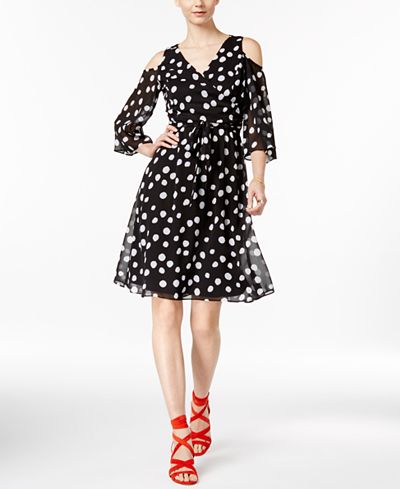 INC International Concepts Printed Cold-Shoulder Wrap Dress, Only at Macy's