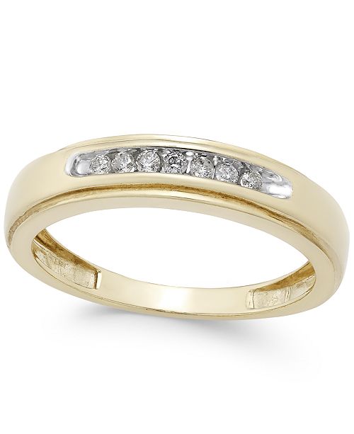 Macy S Men S Diamond Band 1 6 Ct T W In 10k Gold Reviews Rings Jewelry Watches Macy S