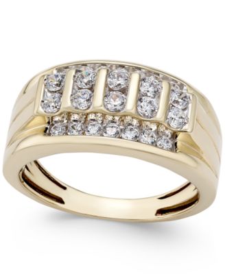 Macy's Men's Diamond Cluster Ring (1 Ct. T.w.) In 10k Gold & Reviews ...