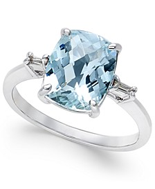 Aquamarine (2-1/2 ct. t.w.) and Diamond Accent Ring in Sterling Silver