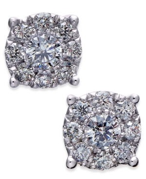 image of Diamond Cluster Stud Earrings (1/2 ct. t.w.) in 14k White Gold