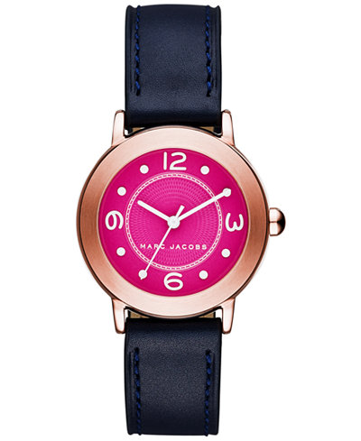 Marc by Marc Jacobs Women's Riley Navy Leather Strap Watch 36mm MJ1558