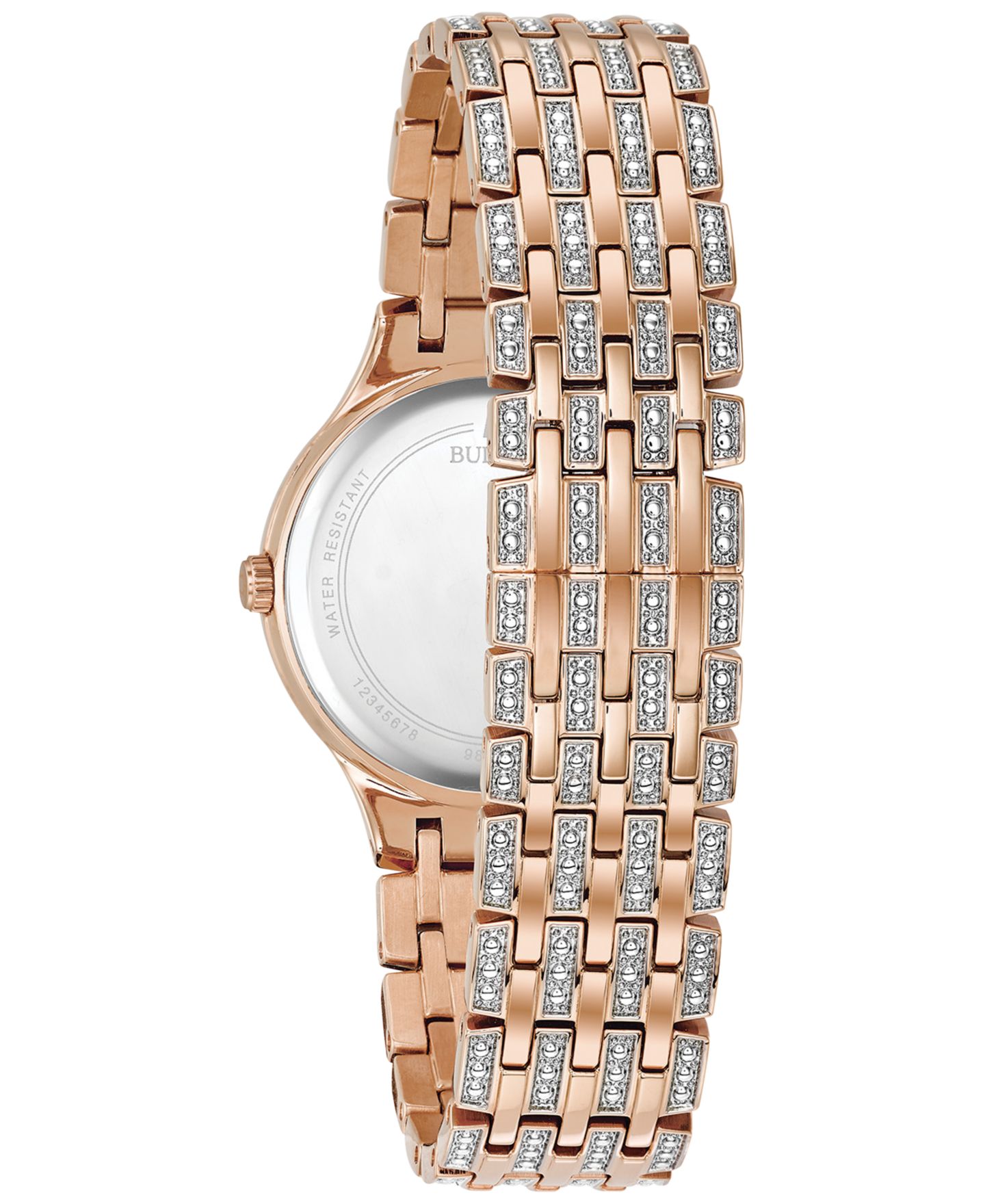 Женские часы Bulova 98L235 с кристаллами, браслет из стали цвета розового золота, 32 мм — фото 3