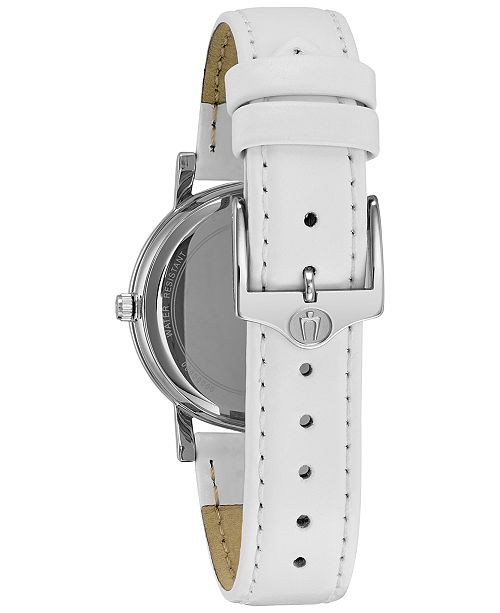 bulova watch white leather strap