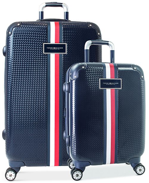 Tommy Hilfiger Basketweave Hardside Spinner Luggage - Luggage Collections - Macy&#39;s