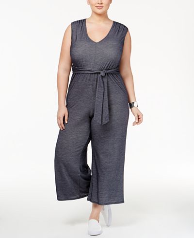 Love Squared Trendy Plus Size Belted Jumpsuit