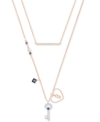 Swarovski - Two-Tone Multi-Stone Double Layer Charm Pendant Necklace