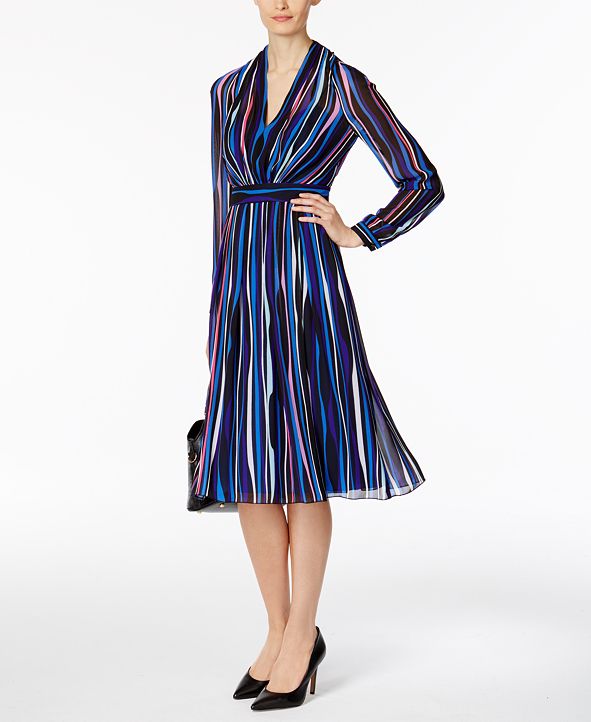 Anne Klein Striped Fit & Flare Dress & Reviews Dresses Women Macy's
