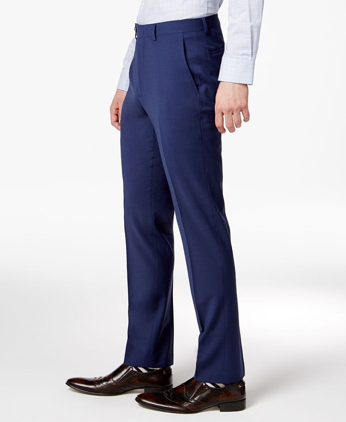 Bar III Men's Skinny Fit Stretch Wrinkle-Resistant Blue Suit Pants ...