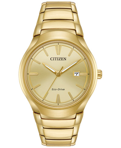 Citizen Men's Eco-Drive Dress Gold-Tone Stainless Steel Bracelet Watch 40mm AW1552-54P