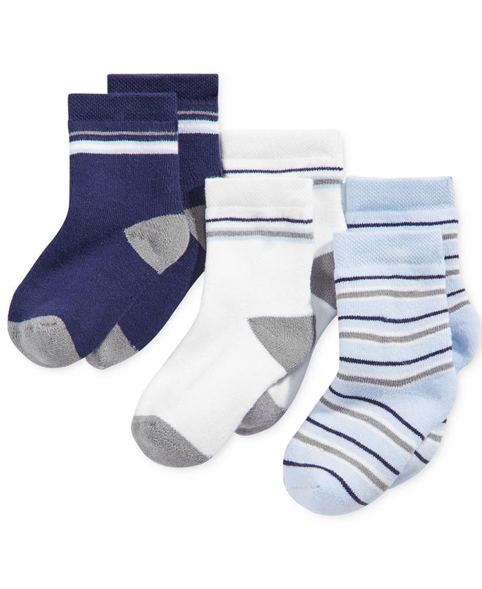 First Impressions Baby Boys Striped Crew Socks, Pack of 3, Created for ...