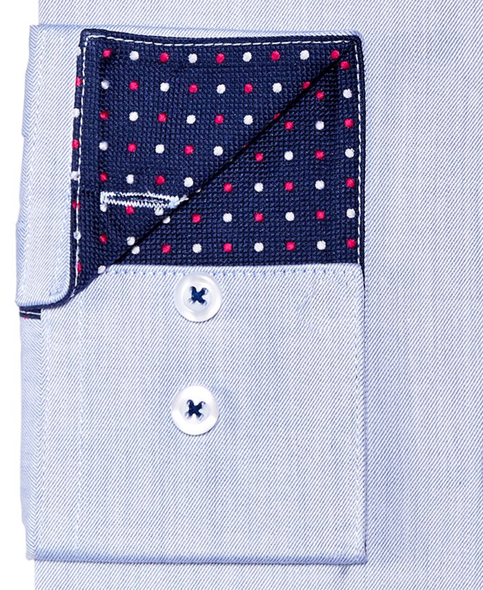 Michelsons of London Men's Slim-Fit Blue Twill Solid Dress Shirt - Macy's