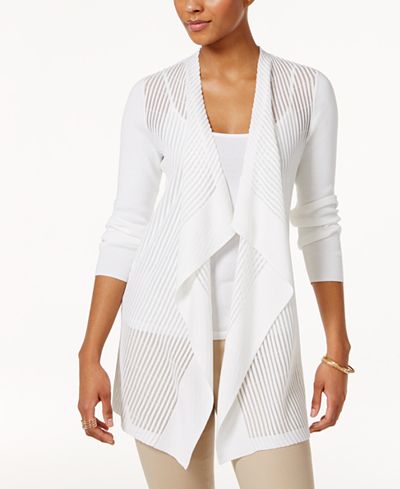 JM Collection Draped Shadow-Stripe Cardigan, Only at Macy's