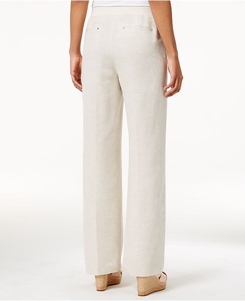 JM Collection Petite Linen-Blend Drawstring Pants, Created for Macy's ...