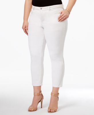 Charter Club - Plus Size Bright White Wash Tummy-Control Capri Jeans