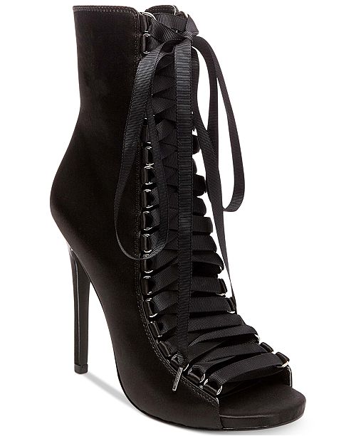 Steve Madden Fuego Lace-Up Peep-Toe Booties - Boots - Shoes - Macy's