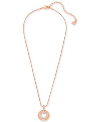 Swarovski - Necklace, Rose Gold-Tone Pave Double Open Circle Pendant Necklace