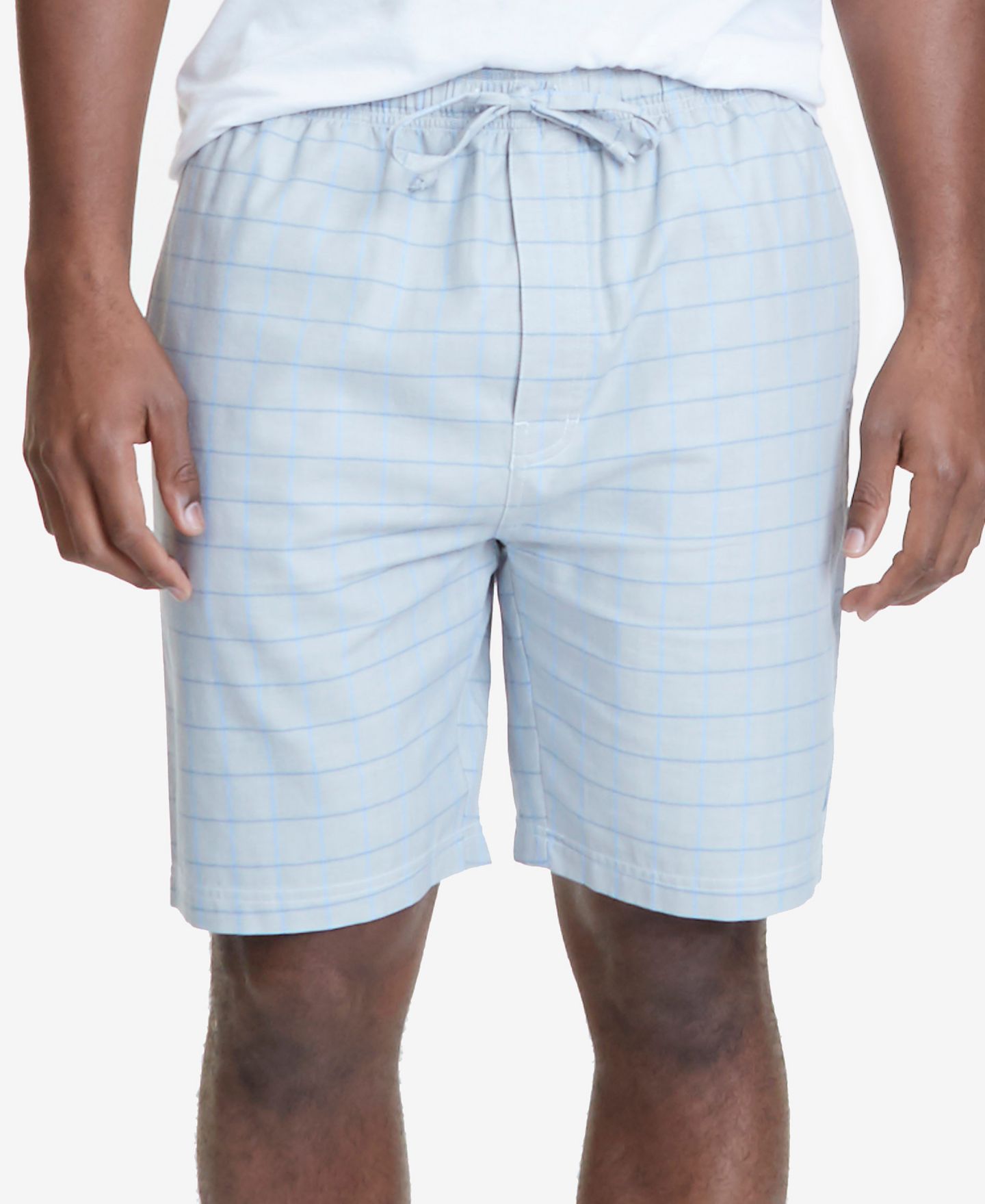 Пижамные шорты Windowpane для мужчин, хлопок — Nautica, цвет: Натуральный серый — фото 1