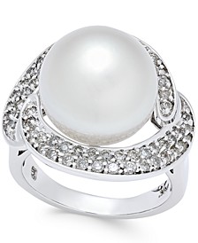 Cultured South Sea Pearl (13mm) and Diamond (5/8 ct. t.w.) Ring in 14k White Gold