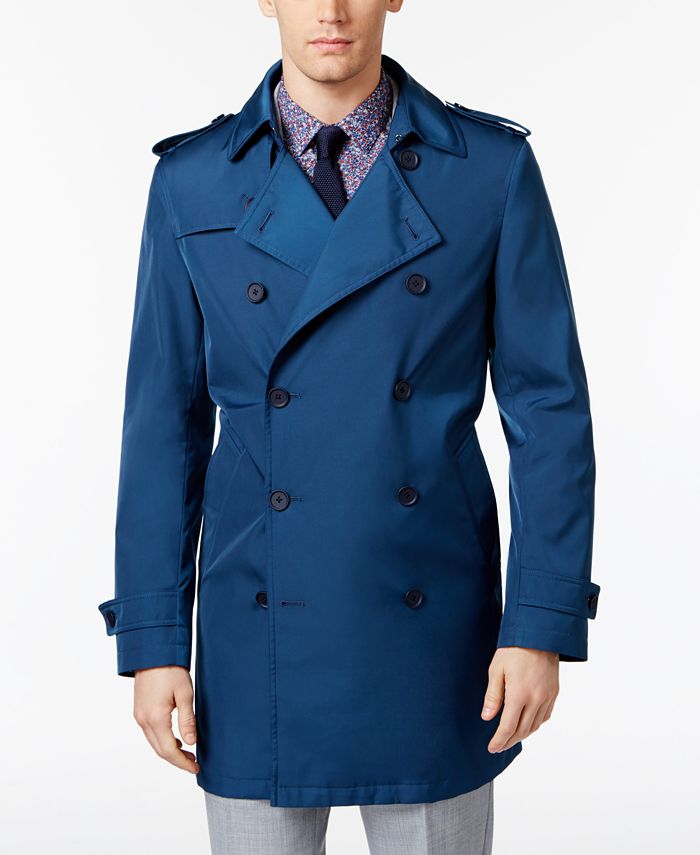 Calvin Klein Men's Slim Fit Double-Breasted Raincoat - Macy's