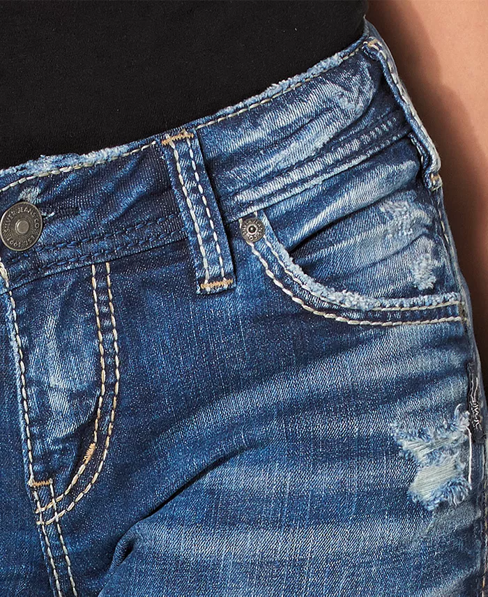 Mid Rise Distressed Girlfriend Jeans - thumbnail 5