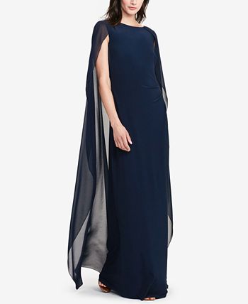 Lauren Ralph Lauren Georgette-Cape Jersey Gown & Reviews - Dresses - Women  - Macy's