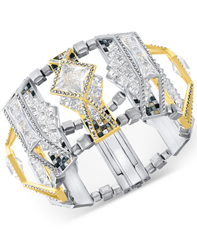 Swarovski Two-Tone Geometric Crystal Cuff Bracelet