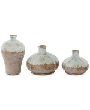 3r Studio Set Of 3 Terra-cotta Vases In Grey