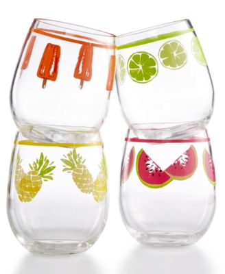 Martha Stewart Collection - 4-Pc. Stemless Wine Glass Set