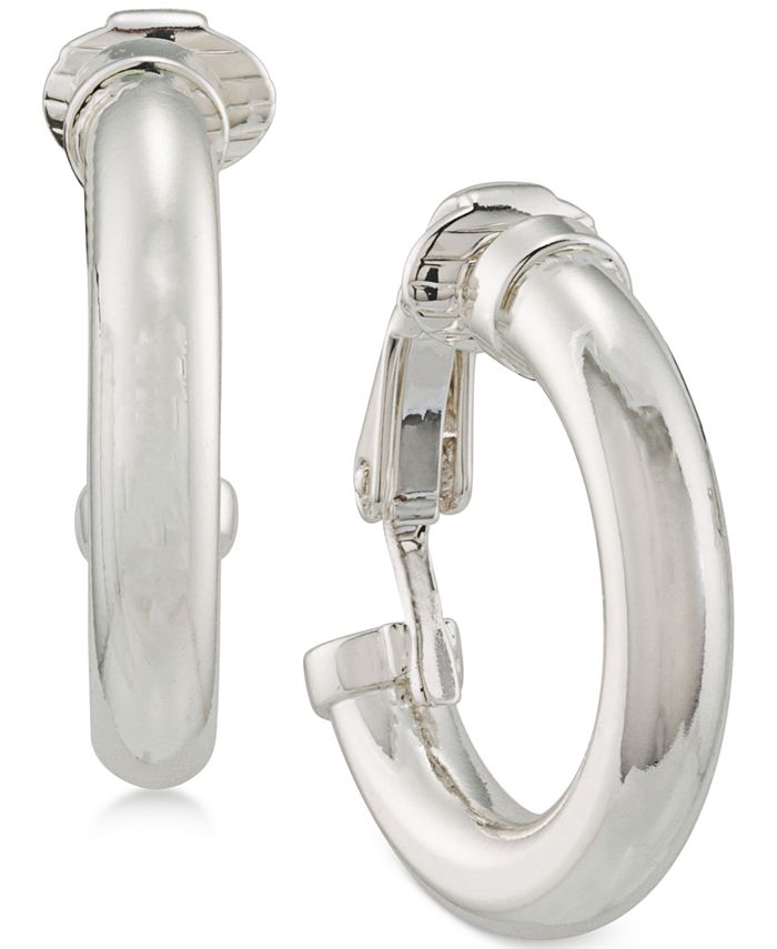 Lauren Ralph Lauren SilverTone ClipOn Hoop Earrings Macy's
