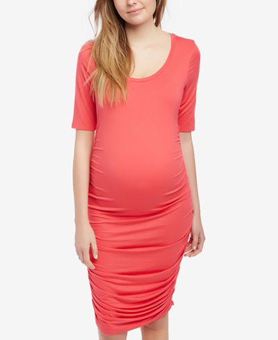 Motherhood Maternity Ruched Elbow-Sleeve Dress