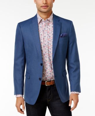 Tommy Hilfiger - Men's Slim-Fit Blue Mini-Check Sport Coat