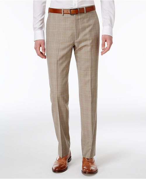 Ryan Seacrest Distinction Men's Modern-Fit Tan Plaid Pants, Created for ...