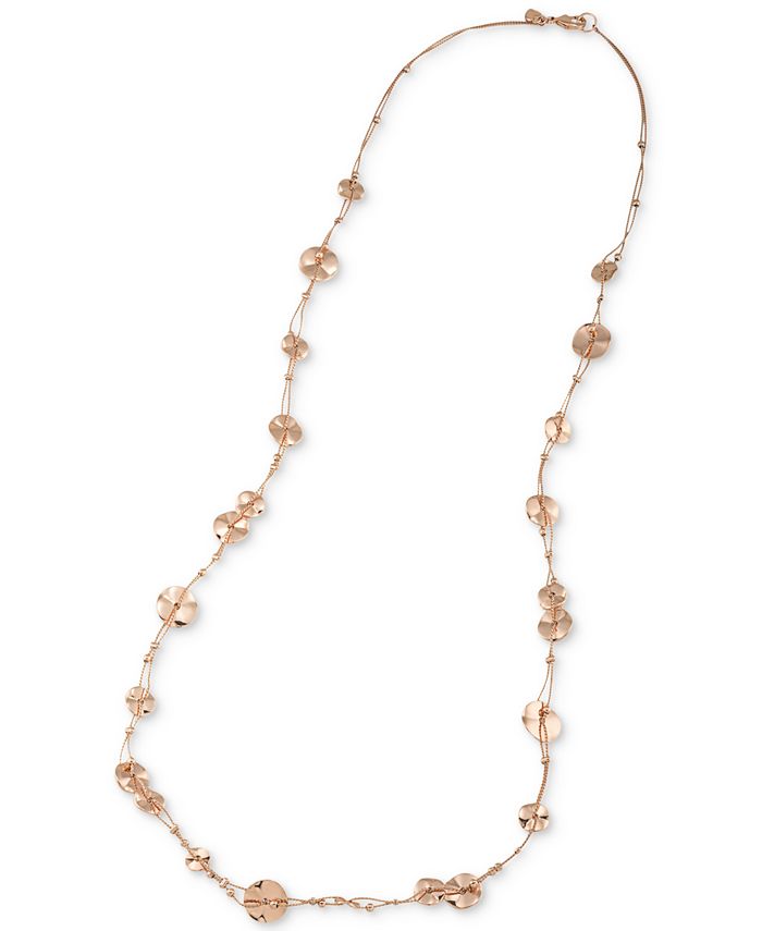 Carolee Rose Gold-Tone Wavy Disc Long Statement Necklace - Macy's