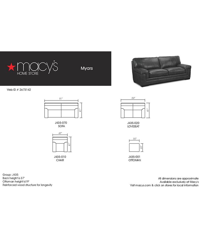 Furniture Myars Leather Ottoman, Created for Macy's Macy's