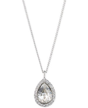 image of Givenchy Pave & Stone Pear Pendant Necklace, 16