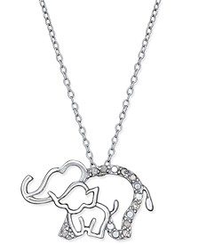 Diamond Elephant and Baby Pendant Necklace (1/10 ct. t.w.) in Sterling Silver