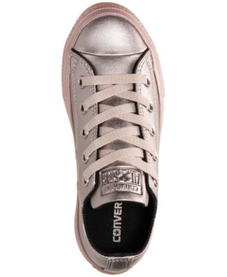 Converse Big Girls' Chuck Taylor Ox Metallic Leather Casual Sneakers from Finish Line