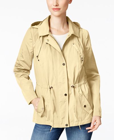 Charter Club Petite Water-Resistant Hooded Utility Jacket, Only at Macy ...