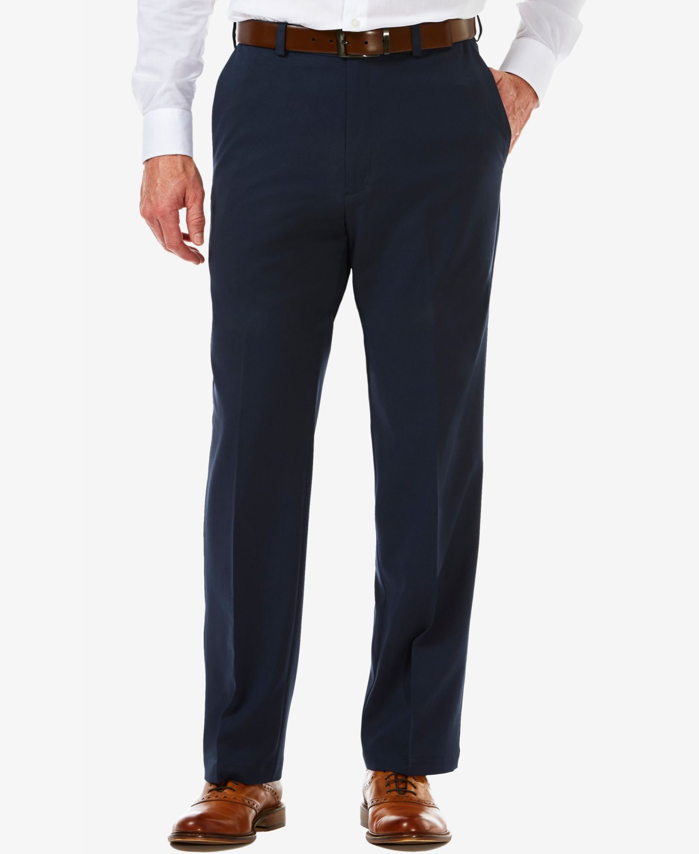Мужские брюки Haggar Cool 18 PRO® Classic-Fit Expandable Waist Flat Front Stretch Dress Pants, цвет: Чёрный — фото 4