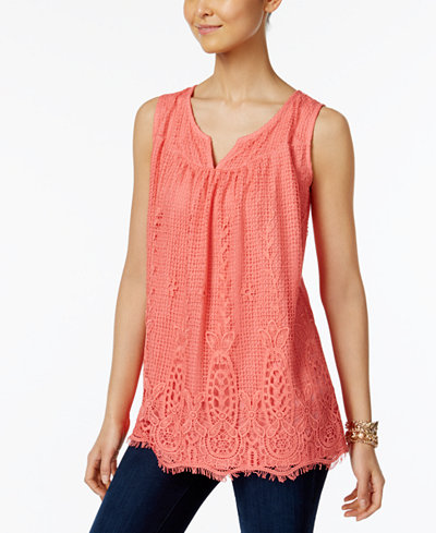 Style & Co Lace Scalloped-Hem Top, Only at Macy's