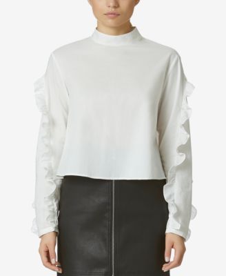 Avec Les Filles - Ruffled-Sleeve Top