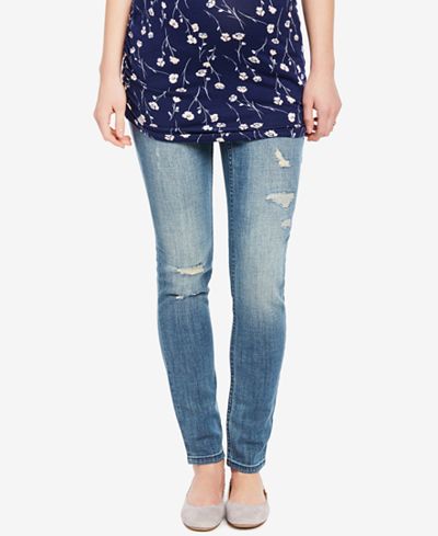 Motherhood Maternity Medium Wash Distressed Skinny Jeans