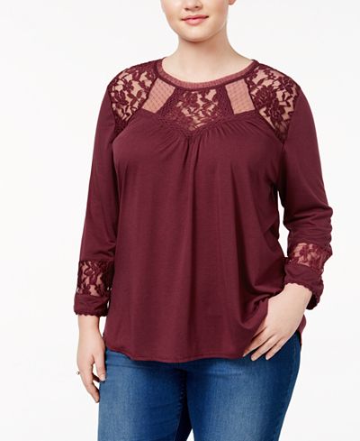 Almost Famous Trendy Plus Size Knit Illusion Top