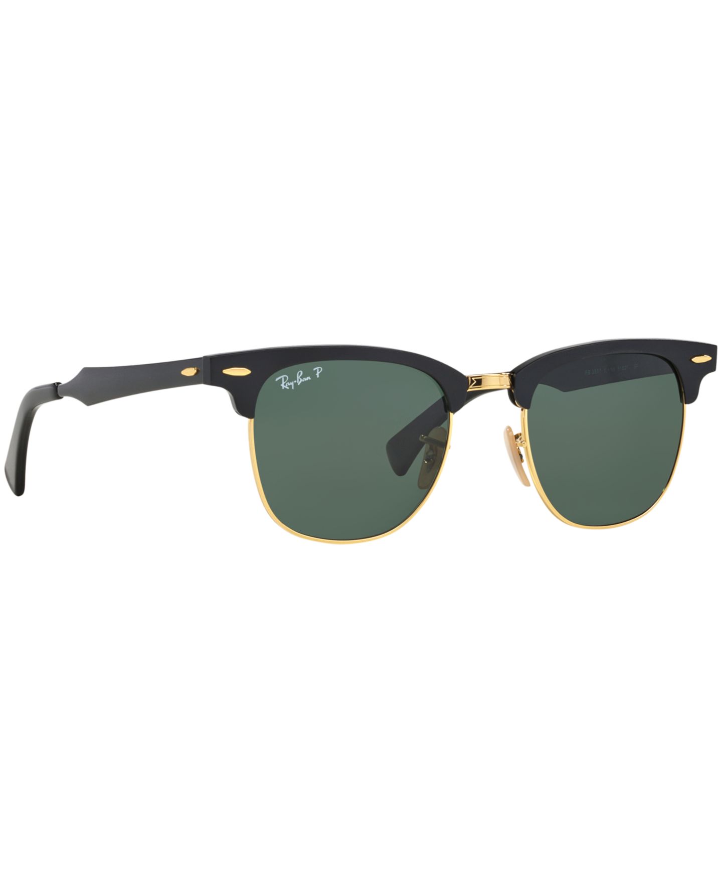 Женские солнцезащитные очки Ray-Ban Polarized Sunglasses, RB3507 Clubmaster Aluminum, цвет: Чёрный / Зелёный — фото 3