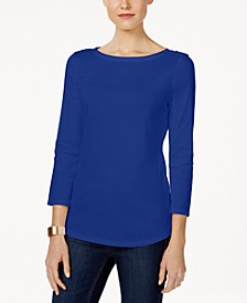 Women's Pima Cotton Boat-Neck Top, Created for Macy's